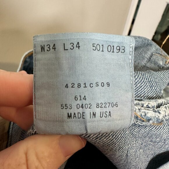 Levis 501XX Button Fly Light Blue Denim USA Jeans 34x34 in Vintage YTK Straight - Picture 11 of 11